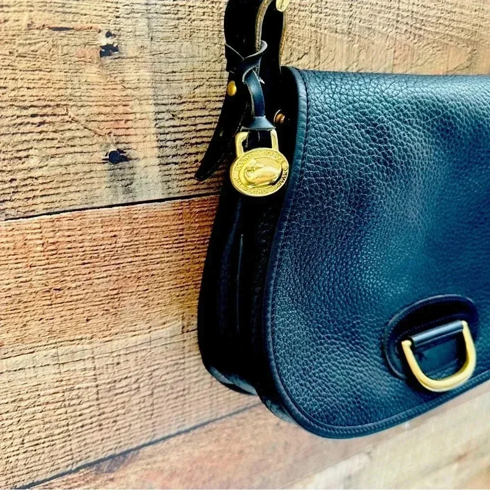 Rare Vintage Dooney & Bourke Leather Black Horseshoe Crossbody Bag